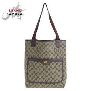GUCCI Sherry Line Interlocking Brown GG Supreme Canvas Leather Tote Bag Shoulder